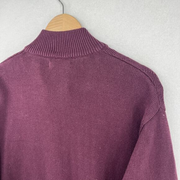 ALEX CANNON Sweater Mens XL 1/4 Zip Jumper Argyle Cotton Pullover Maroon - Picture 8 of 14